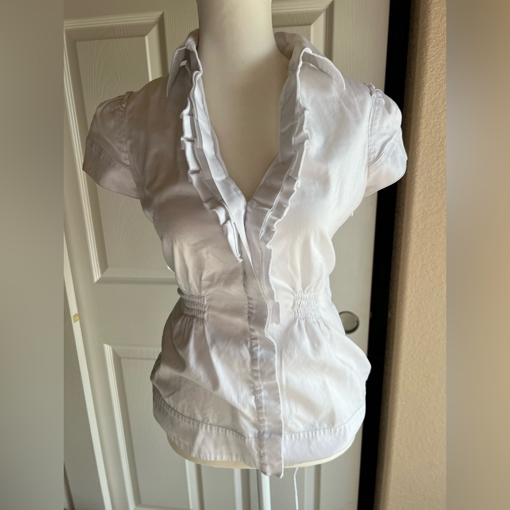 Antonio Melani White Ruffled Blouse size XS